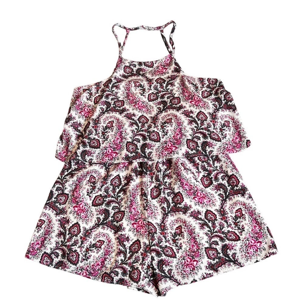 Altar’d State Pink Paisley Shorts Romper Size Medium